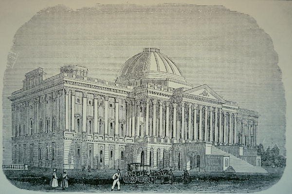 कैपिटल का दृश्य, c.1848 (उत्कीर्णन) द्वारा अमेरिकी स्कूल