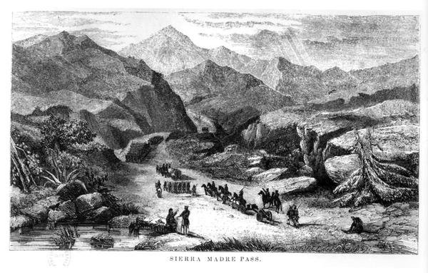 सिएरा माद्रे दर्रे का दृश्य, बॉबबेट और एडमंड्स द्वारा उकेरा गया (उत्कीर्णन) (बी / डब्ल्यू फोटो) द्वारा अमेरिकी स्कूल