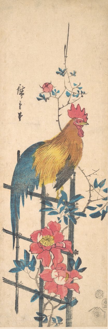 Peony और मुर्गा, 1854।, 1854। द्वारा एंडो हिरोशिगे