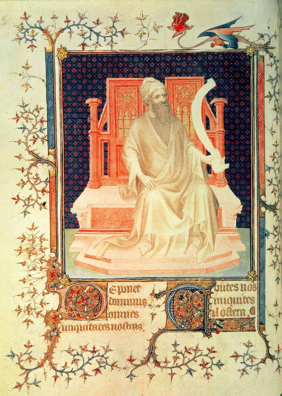 Fr 13091 f.29v पैगंबर मीका, जीन के Psalter से, ड्यूक ऑफ बेरी, c.1386 द्वारा आंद्रे ब्यूनेवु