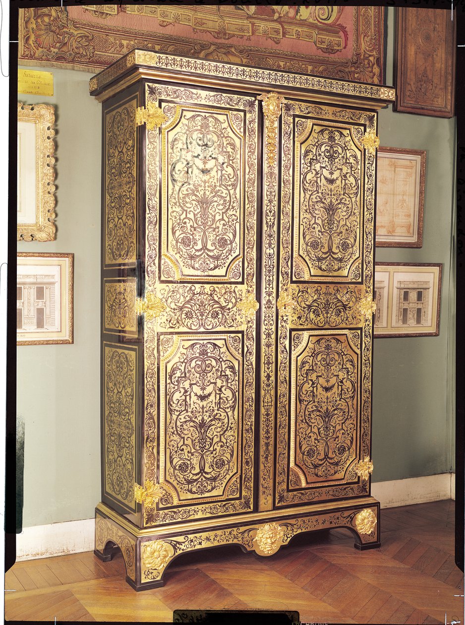 लुई XIV अलमारी, c.1680-90 (पीतल की लकड़ी की लकड़ी और लकड़ी) द्वारा आंद्रे चार्ल्स बाउल