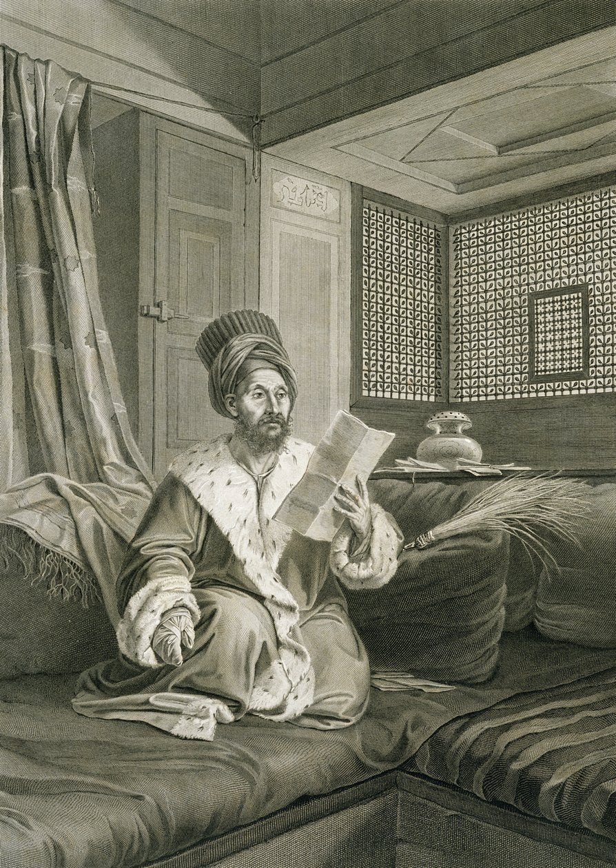 मुस्तफा पाशा ने एबॉकिर की लड़ाई में घायल हुए, वॉल्यूम II कॉस्टयूम और &39;मिस्र के विवरण&39; के चित्र, पब, राफेल अर्बैन मसर्ड, पब द्वारा उकेरे। नेपोलियन के आदेश के तहत, 1822 (engr द्वारा आंद्रे डुटरट्रे