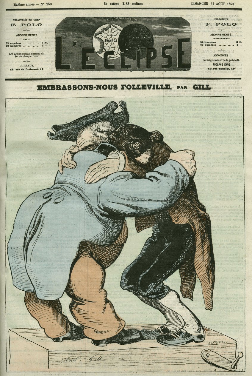 कार्टून "हम Folleville चुंबन", यूजीन Labiche (1815-1888) और अगस्टे Lefranc (1814-1878) द्वारा वाडेविल। गिल द्वारा "" L'Eclipse" में कवर, 31 अगस्त द्वारा एंड्रयू गिल