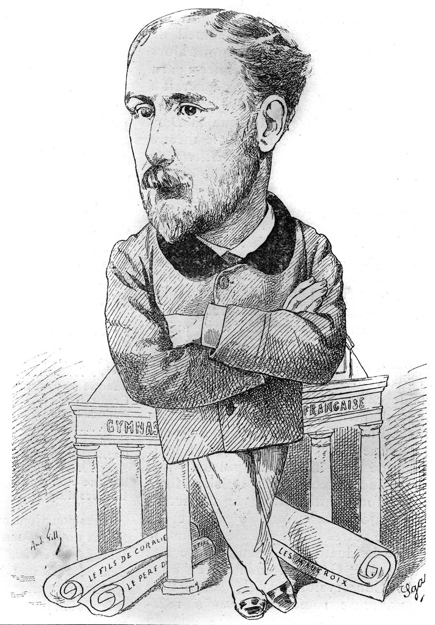 अल्बर्ट डेलपिट द्वारा कार्टून (1849-1893), फ्रांसीसी उपन्यासकार। आंद्रे गिल द्वारा ड्राइंग। "" ले मोंडे इलस्ट्र्रे "" में उत्कीर्णन द्वारा एंड्रयू गिल