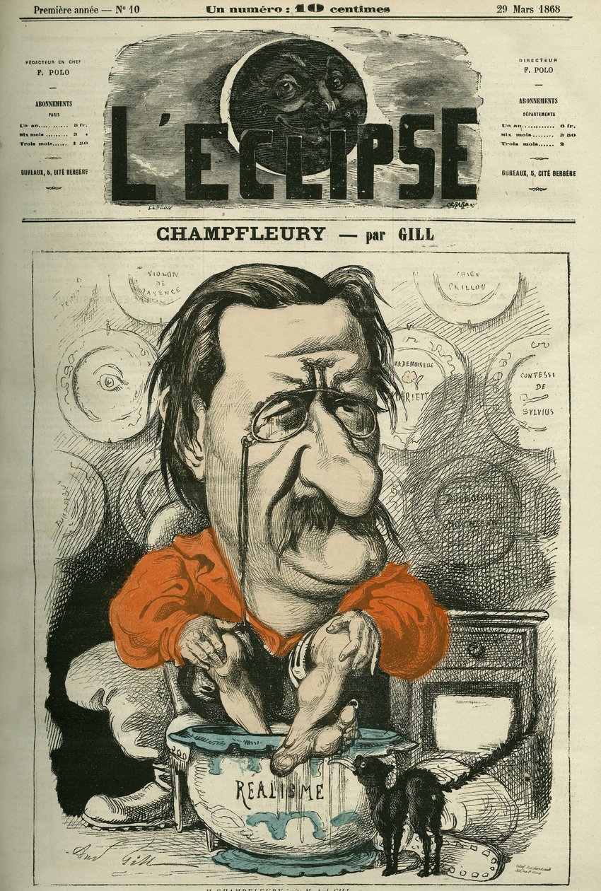 Champfleury, जूल्स हुसैन dit (1821-1889), फ्रांसीसी आलोचक और उपन्यासकार। गिल द्वारा "" L'Eclipse" में कवर, 29 मार्च द्वारा एंड्रयू गिल