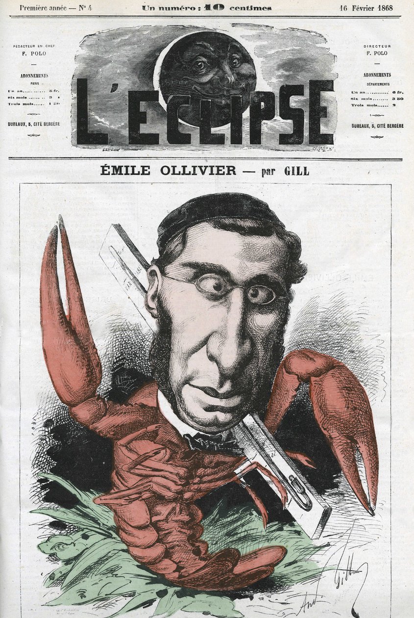 एमिल ओलिवियर (1825-1913), फ्रांसीसी राजनीतिज्ञ। गिल द्वारा "" L'Eclipse" में कवर, फरवरी १६ द्वारा एंड्रयू गिल