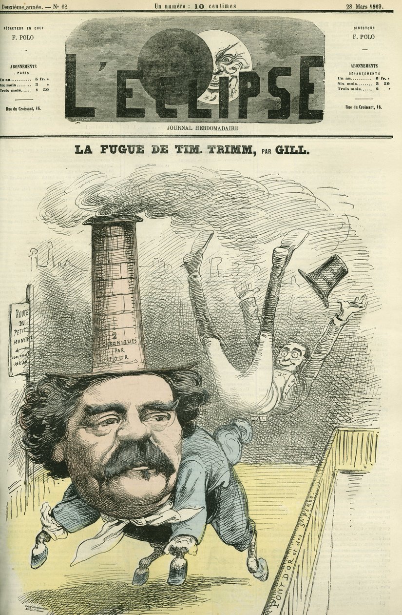 लियो लेस्पेस ने टिमोथी ट्रिम (1815-1875), फ्रांसीसी पत्रकार। गिल द्वारा "" L'Eclipse"" में कवर, २८ मार्च द्वारा एंड्रयू गिल