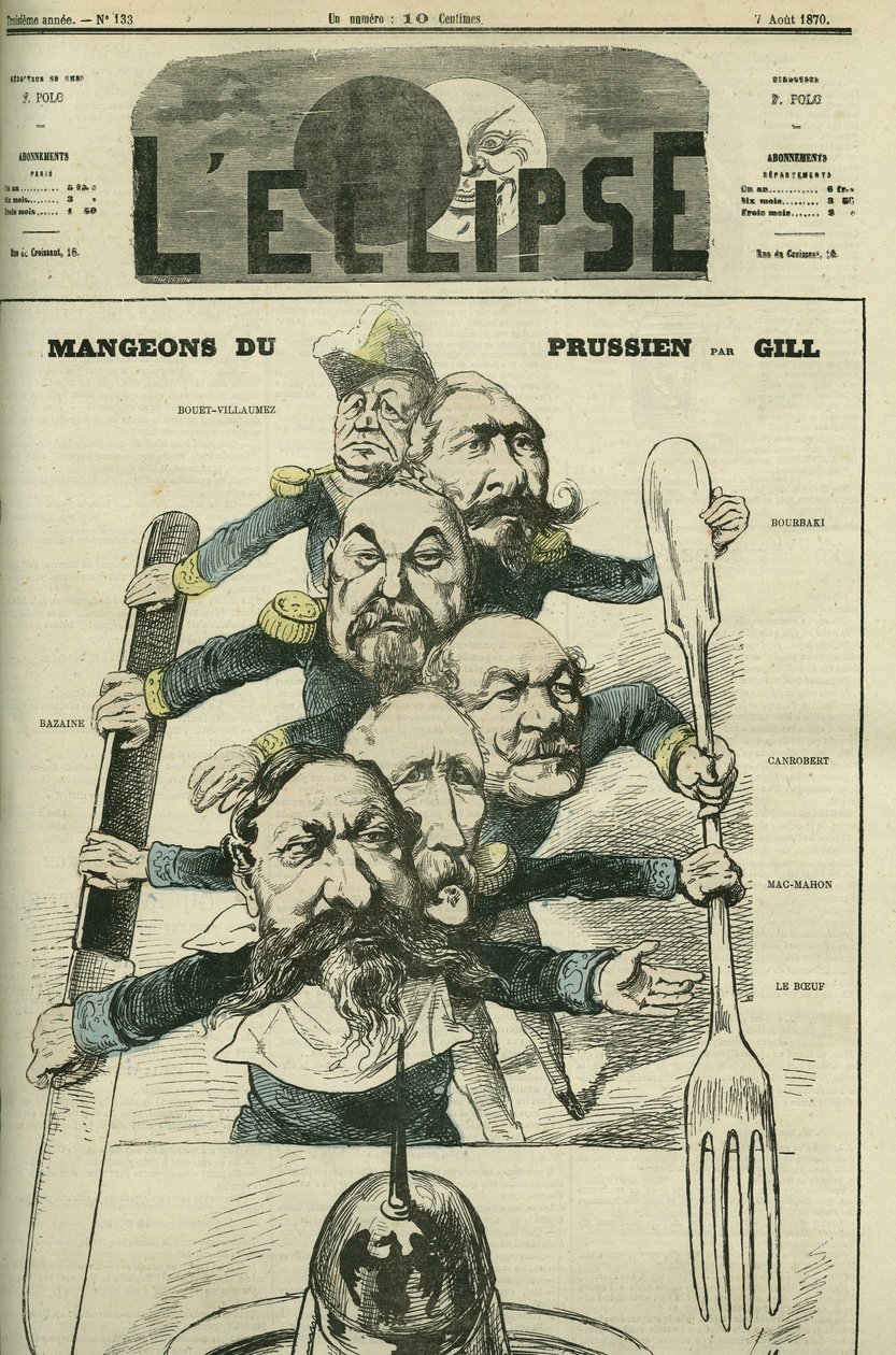 लेट्स ईट प्रशिया विद जनरल्स ले बोउफ (1806-1893), मैक-महोन (1808-1893), फ्रेंकोइस अकिले बाज़ाइन (फ्रेंकोइस-अकिले) द्वारा एंड्रयू गिल