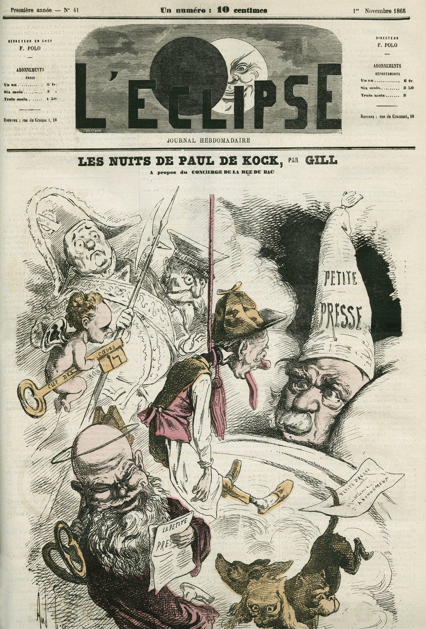 पॉल डी कॉक (1793-1871) फ्रांसीसी लोकप्रिय लेखक। गिल द्वारा "" L'Eclipse" में कवर, 1 नवंबर द्वारा एंड्रयू गिल