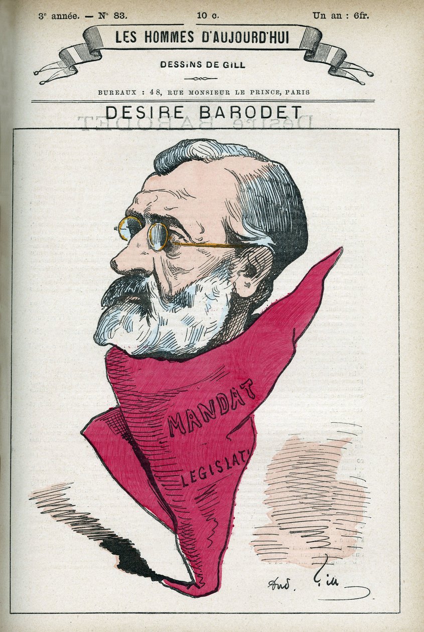 पोर्ट्रेट ऑफ़ डिज़ायर बरोडेट (1823-1906), एक फ्रांसीसी शिक्षक और राजनीतिज्ञ, वह 1896 से 1900 तक सीन के सीनेटर थे। गिल, पेरिस द्वारा कार्टून। द्वारा एंड्रयू गिल