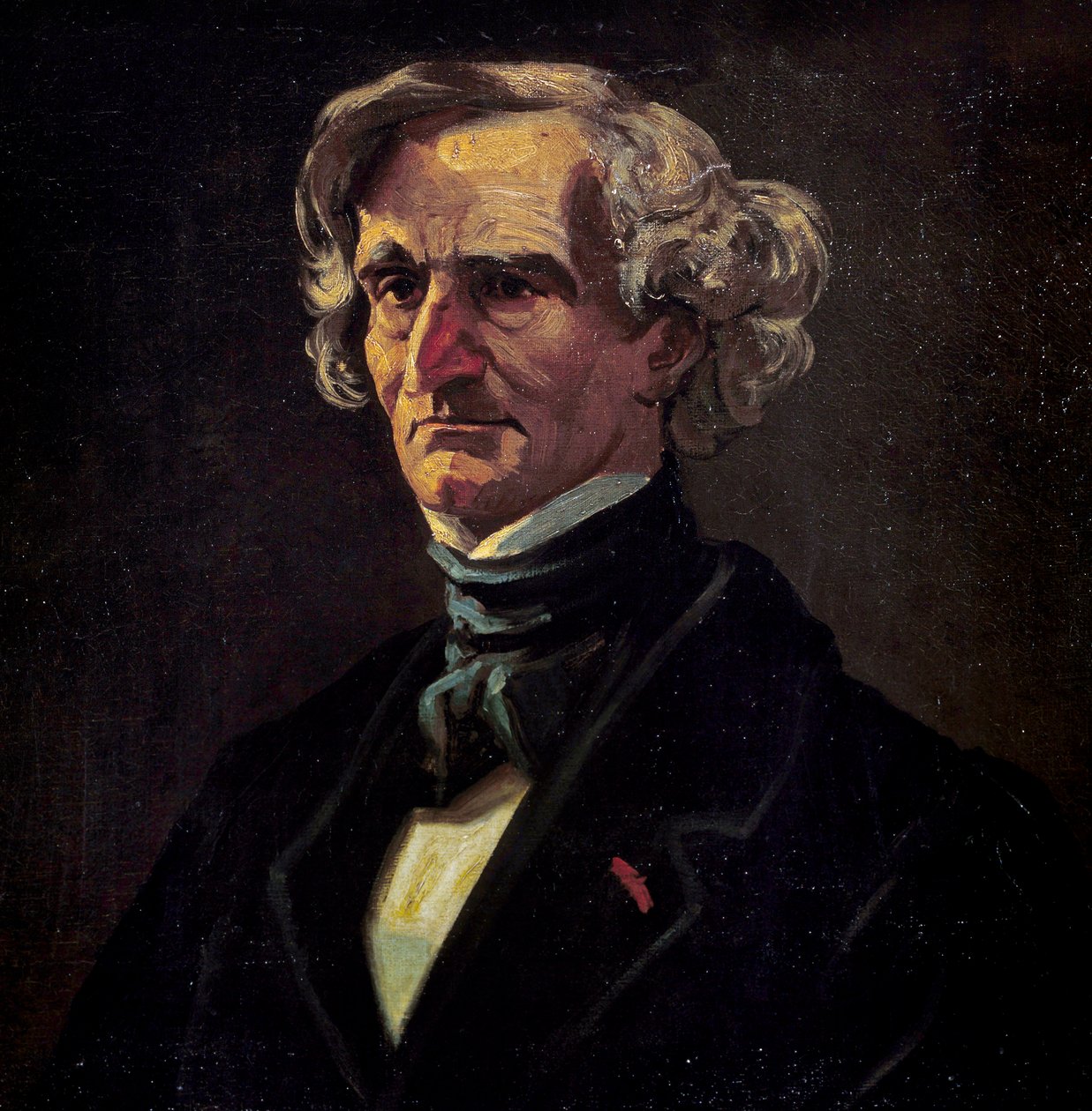 हेक्टर बर्लियोज़ का पोर्ट्रेट (1803-1869), फ्रांसीसी संगीतकार। आंद्रे गिल द्वारा पेंटिंग का विवरण (1840-1885) द्वारा एंड्रयू गिल