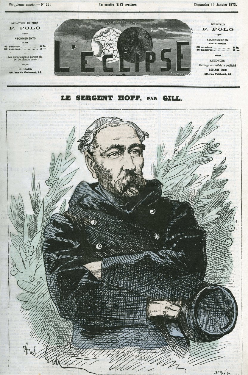 सार्जेंट इग्नेस हॉफ (1836-1902), सैनिक, प्रशिया के खिलाफ 1870 के युद्ध के नायक। गिल द्वारा "" L'Eclipse" में कवर, जनवरी 19 द्वारा एंड्रयू गिल