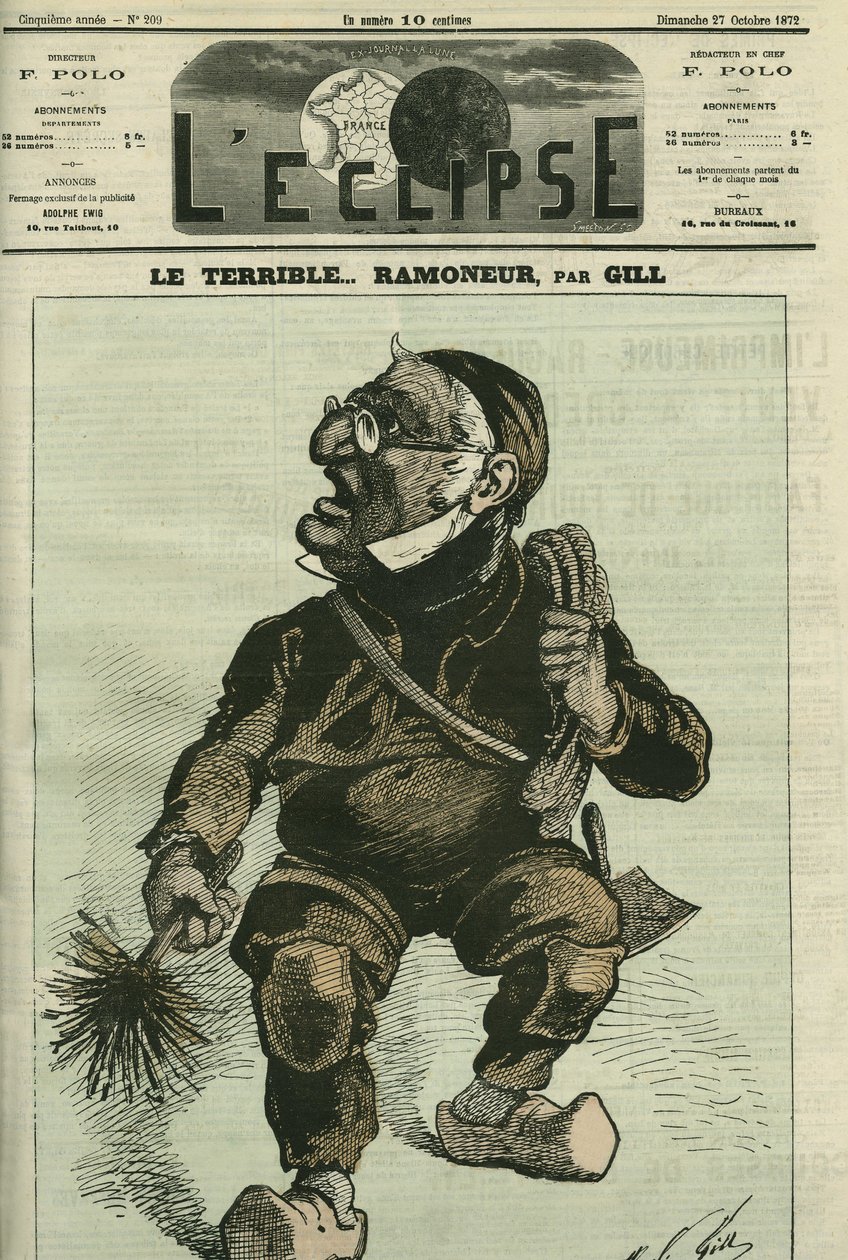 भयानक चिमनी चिमनी, एडोल्फ थियर्स (1797-1877), फ्रांसीसी इतिहासकार और राजनेता। गिल द्वारा "" L'Eclipse" में कवर, अक्टूबर २७ द्वारा एंड्रयू गिल