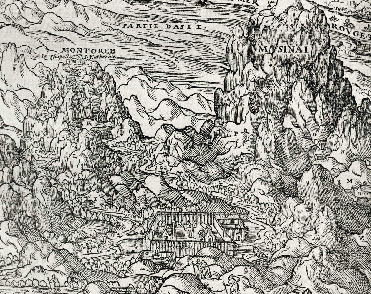 सिनाई का पर्वतीय क्षेत्र, आंद्रे थेवेट (1504-1592), पेरिस, फ्रांस द्वारा उकेरा गया द्वारा आंद्रे तिवेट
