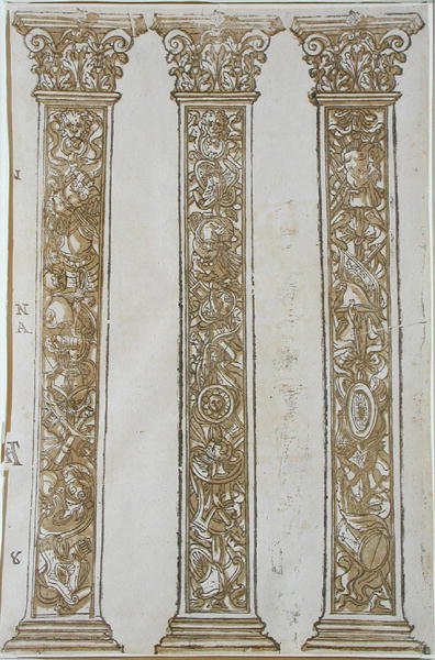 एंड्रिया एंड्रियानी (1540-1623) (वुडकट) द्वारा सीज़र के जुलूस की सीमा बनाने वाले वास्तुशिल्प रूपांकनों द्वारा एंड्रिया (बाद) मेंटेग्ना