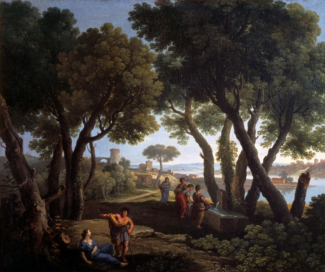 एक कुएं में महिलाओं के साथ लैंडस्केप, एंड्रिया लोकाटेली (1695-1741) द्वारा, कैनवास पर तेल, 61x73 सेमी। द्वारा एंड्रिया लोकाटेली