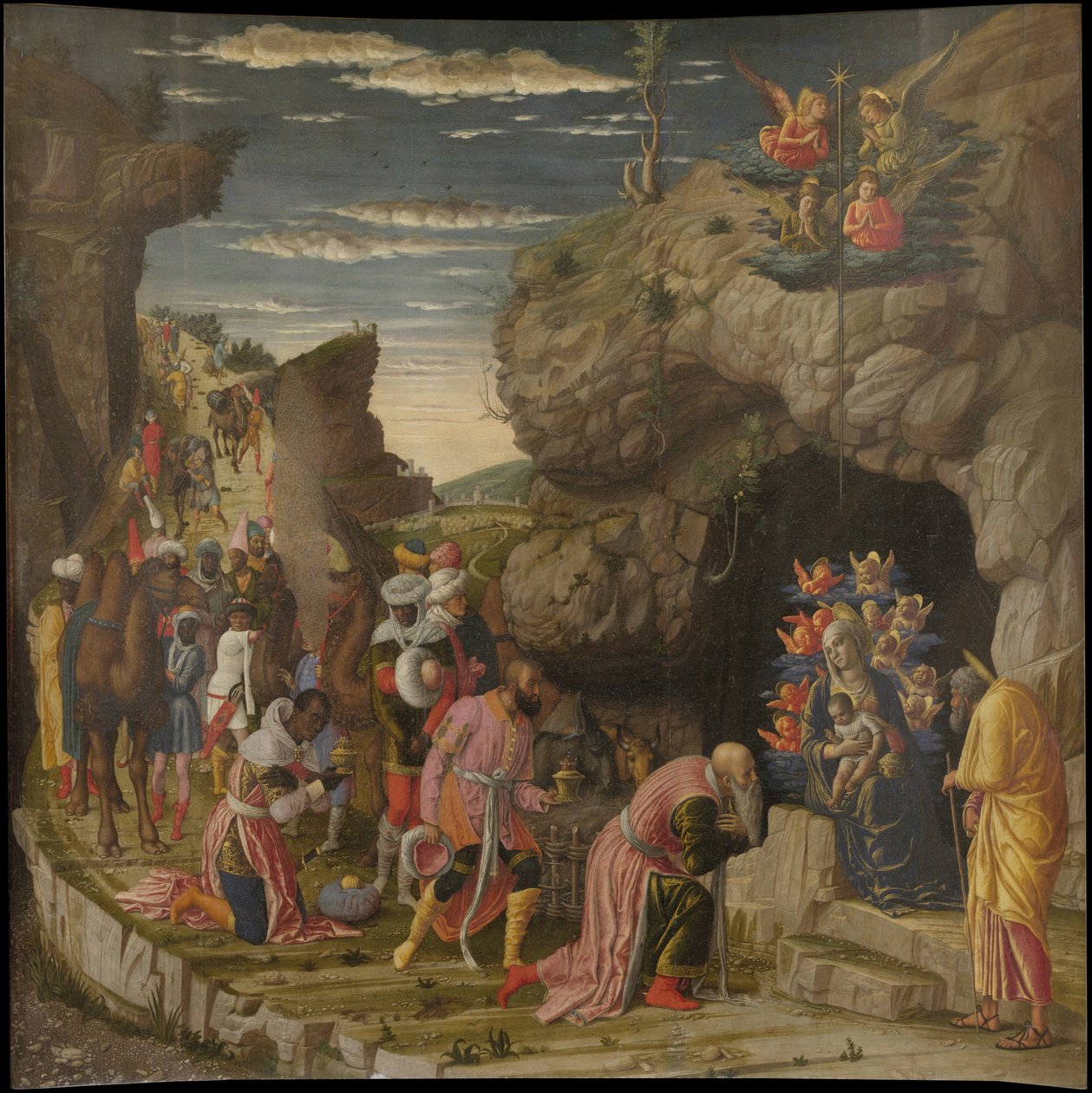 एपिफेनी उफिजी ट्रिप्टिच उफ्फी ट्रिप्टिच, केंद्रीय पैनल, सीए 1463-1464 द्वारा एंड्रिया मेंटेग्ना