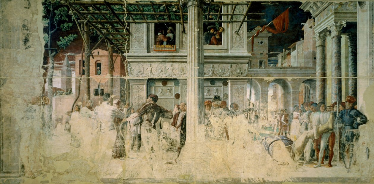 संत क्रिस्टोफर की शव यात्रा और परिवहन, c.1448-57 द्वारा एंड्रिया मेंटेग्ना