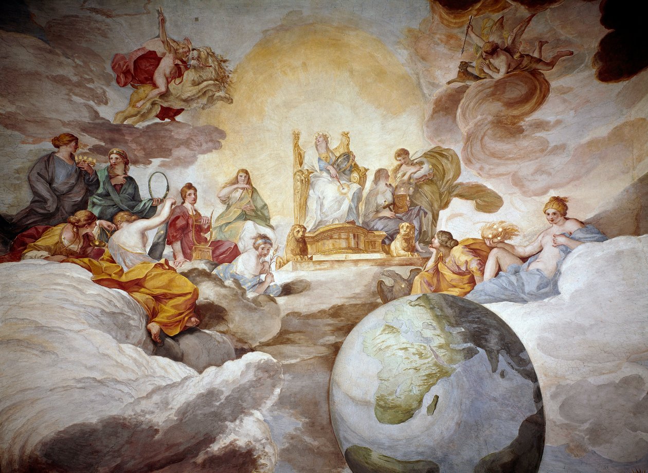 दिव्य ज्ञान रूपक। एंड्रिया साची द्वारा फ्रेस्को (1599-1661) 1629-1633 पलाज्जो बारबेरिनी, प्राचीन कला रोम की राष्ट्रीय गैलरी द्वारा एंड्रिया साकची