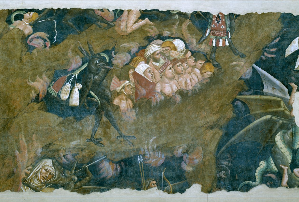 मौत की विजय, नरक के गड्ढे में शापित का विस्तार, 1348 फ्रेस्को द्वारा एंड्रिया डी सियोन ऑर्गना
