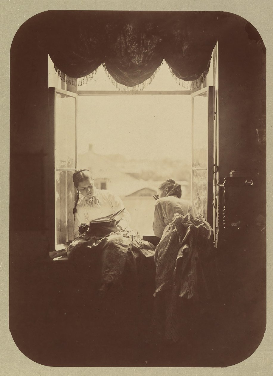 [खिड़की पर दो युवा महिलाएं], सीए। 1870. द्वारा आंद्रेई ओसिपोविच कारलिन