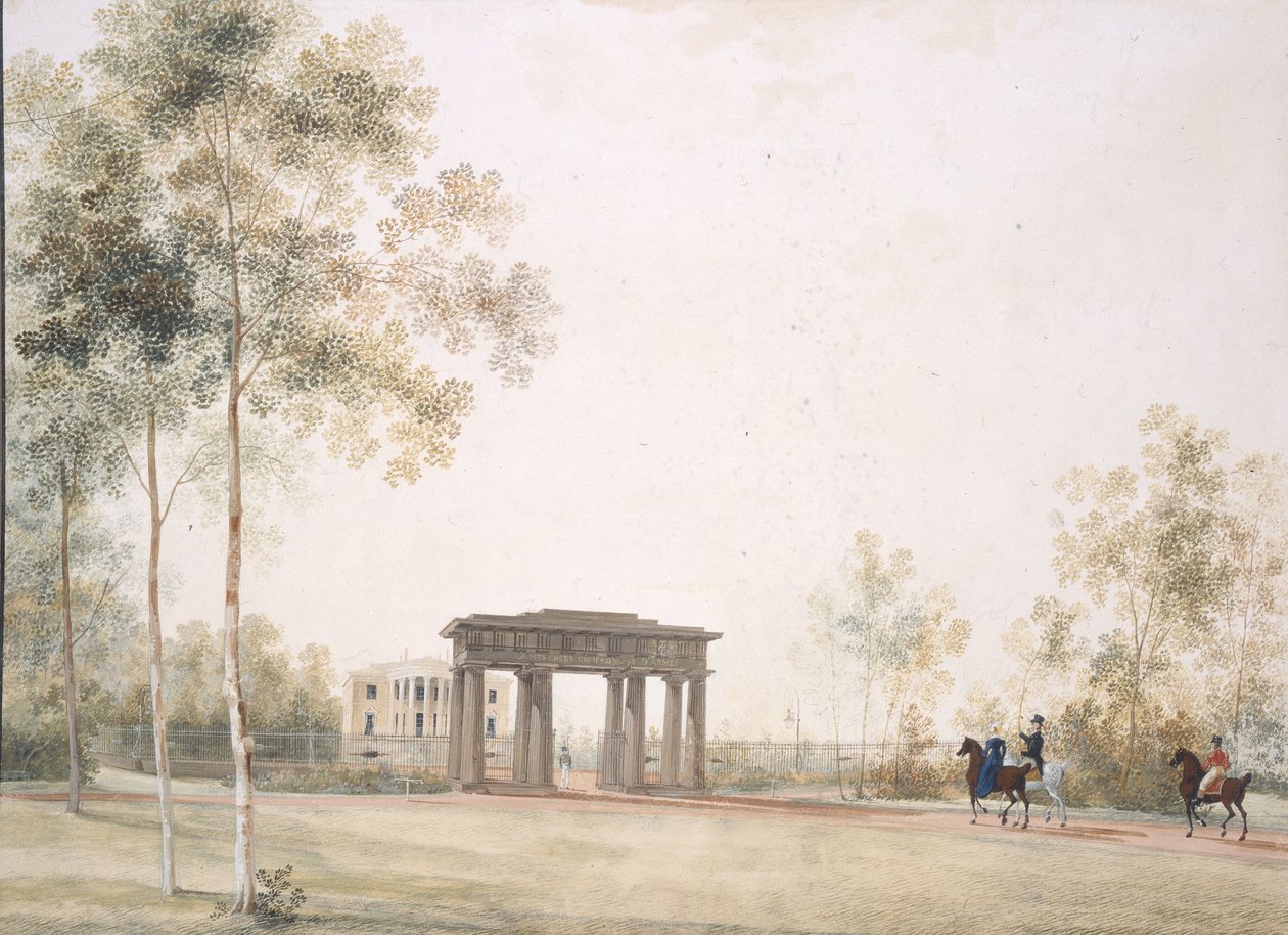 1821 के बाद, Tsarskoye Selo में पार्क का प्रवेश द्वार द्वारा आंद्रेई येफिमोविच मार्टिनोव