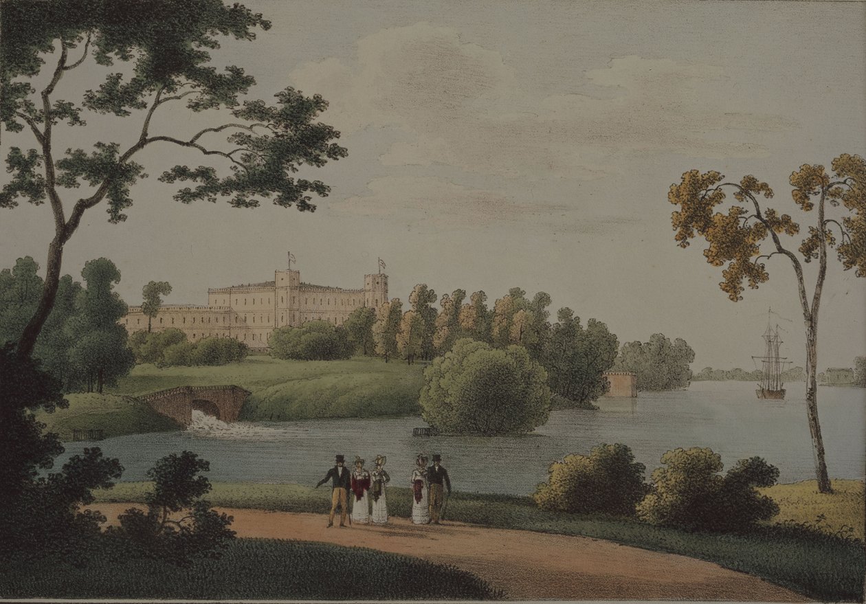 मुख्य गचिना महल का दृश्य, 1821 द्वारा आंद्रेई येफिमोविच मार्टिनोव