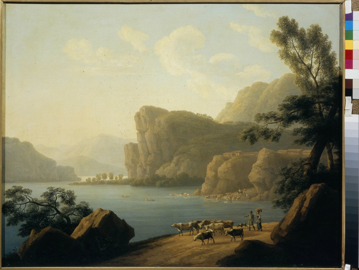 ""Vue de la riviere Selenga en Siberie"" (साइबेरिया में सेलेंगा नदी का दृश्य) Peinture de Andrei Yefimovich Martynov (1768-1826) 1817 - कैनवास पर तेल डिम 64,3x80 सेमी स्टेट ट्रेटीकोव गैलरी, मॉस्को द्वारा आंद्रेई येफिमोविच मार्टिनोव