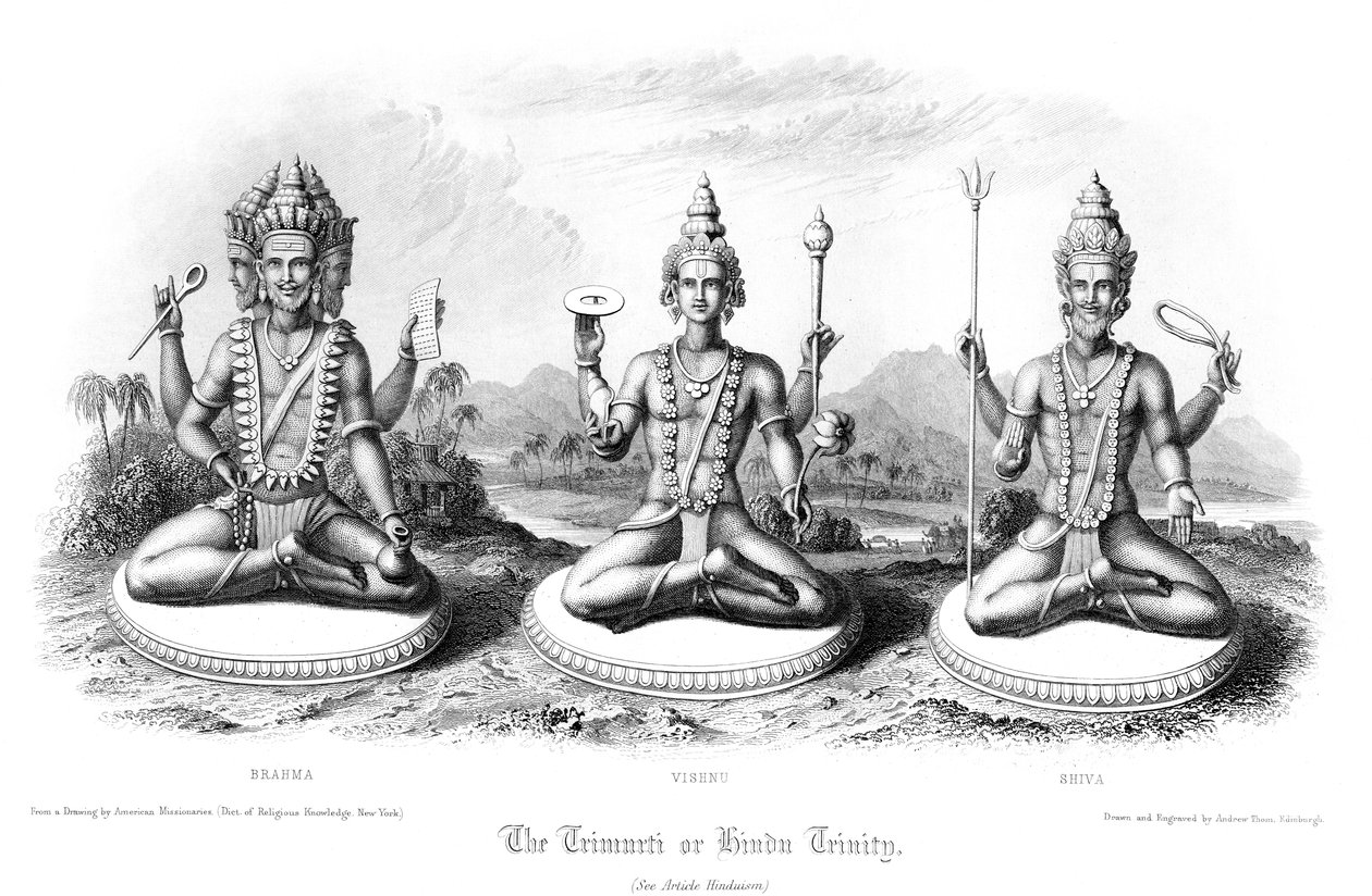 त्रिमूर्ति या हिंदू त्रिमूर्ति। द्वारा एंड्रयू थॉमस