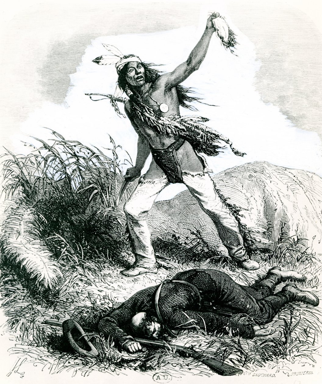 इंडियन स्केलिंग द डेड एनीमी, 1867 द्वारा जेनेट के बाद एंज लुइस 1815 72