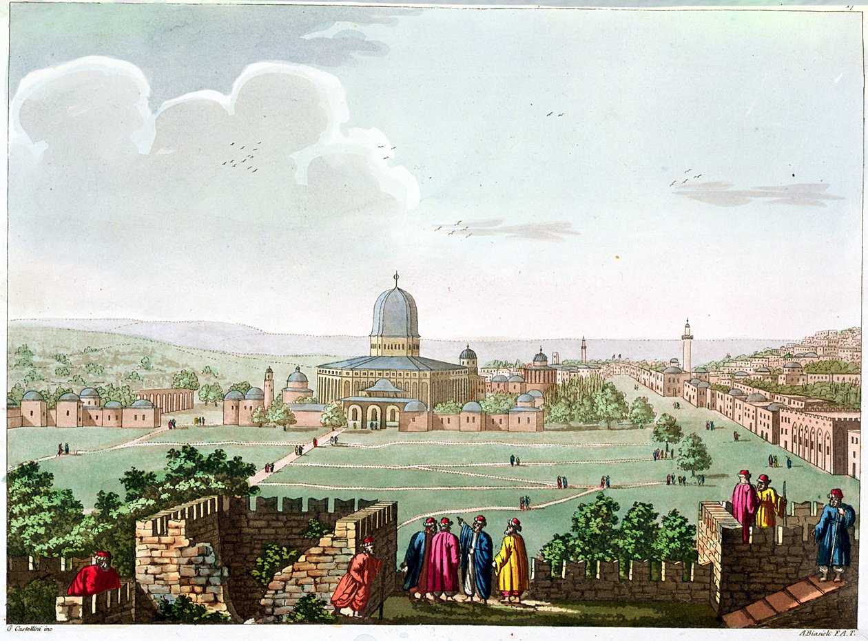 उमर की मस्जिद, जी कैस्टेलिनी द्वारा उत्कीर्ण, c.1820 (रंग उत्कीर्णन) द्वारा एंजेलो बायसियोली