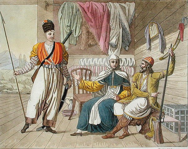 ग्रीबेंस्की कोसैक्स, गिउलिओ फेरारियो द्वारा 'ले कॉस्ट्यूम एंसीन एट मॉडर्न' का चित्रण, c.1820s-30s (रंगीन उत्कीर्णन) प्रकाशित हुआ द्वारा एंजेलो (बाद में) Biasioli