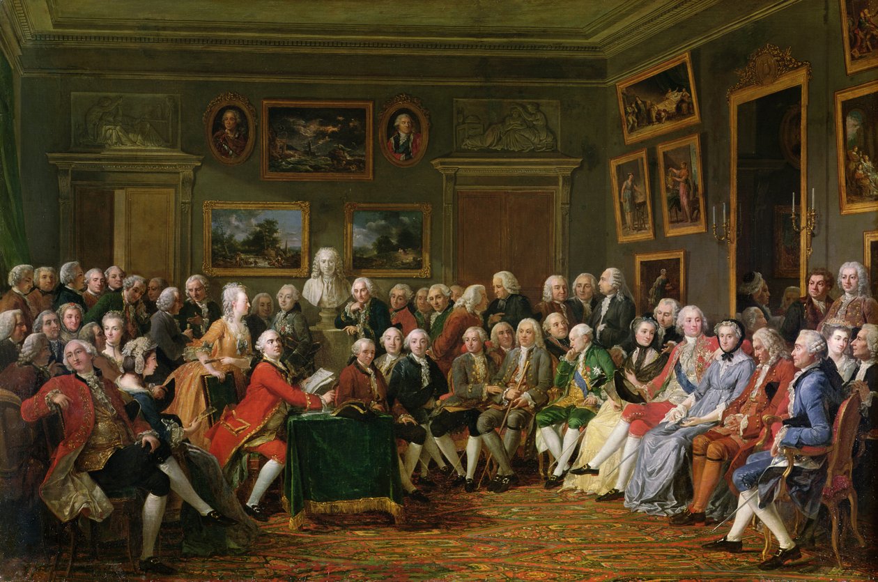 वॉल्टेयर की त्रासदी &39;L&39;Orpilian de la Chine&39; के 1755 में Mme Geoffrin की पहली रीडिंग द्वारा एनीकट चार्ल्स लेमनियर