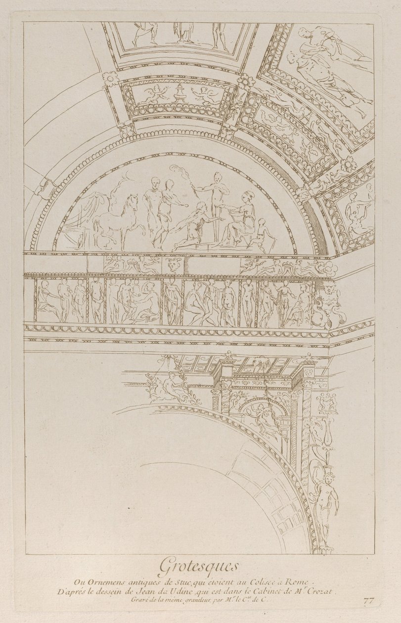 Grotesques: रोम में कोलोसियम को सजाने वाली प्लास्टर राहत का विवरण, ca. 1729. द्वारा ऐनी क्लाउड फिलिप डी केलुस
