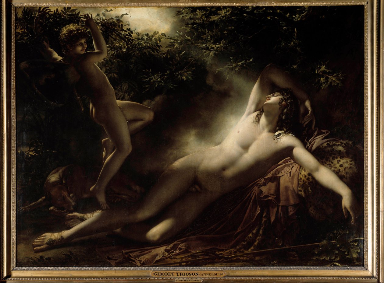 Endymion की नींद या Endymion, Moon effect। रूसी ट्रियोसन द्वारा ऐनी लुई गिरोडेट द्वारा पेंटिंग (रौसी ट्रियोसन द्वारा ऐनी लुइस गिरोडेट डी रॉसी ट्रायसन