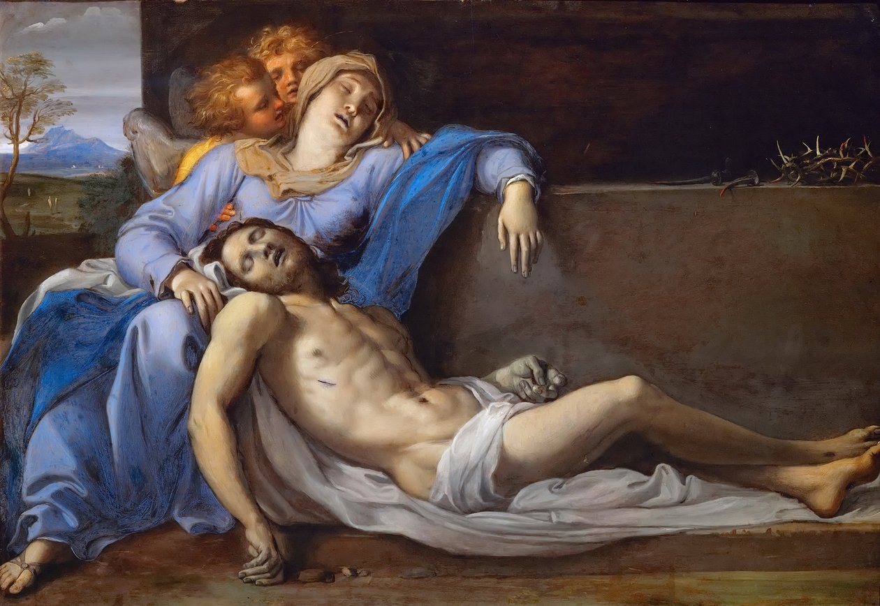 दो स्वर्गदूतों के साथ Pietà द्वारा एनीबेल कार्रेसी