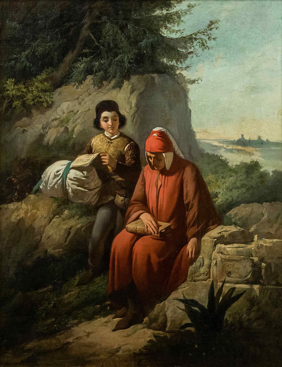 निर्वासन में दांते, 1854। द्वारा एनीबेल गत्ती