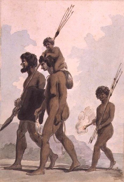 न्यू साउथ वेल्स का एक परिवार, संभवतः फिलिप गिडले किंग (1758-1808), c.1788-92 (वाटरकलर) द्वारा द्वारा अनाम अनाम