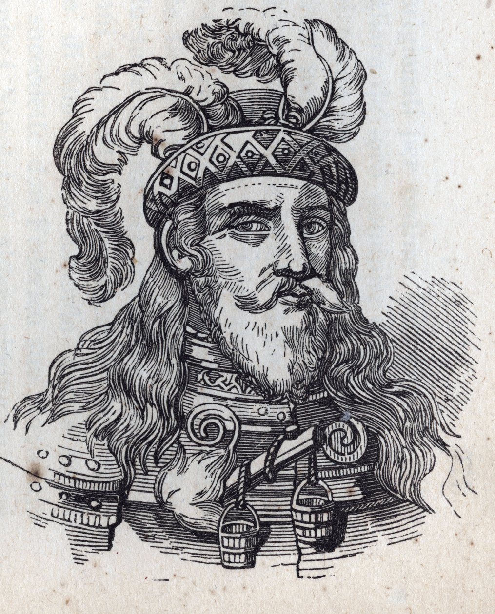 Visconti के अनुसार Galaazzo - Galeas II Visconti का पोर्ट्रेट - Galeazzo II Visconti - 1320-1378 -उत्कीर्णन - द्वारा अनाम अनाम