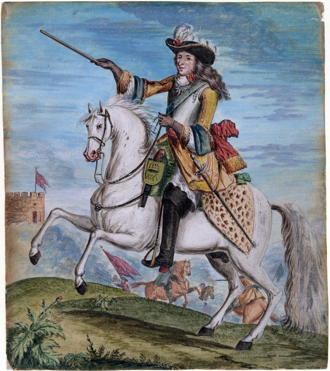 गिलाउम III डी ऑरेंज-नासाउ - (ऑरेंज नासाउ) इंग्लैंड के विलियम III का पोर्ट्रेट (1650-1702) - बेनामी - सीए 1690 - कागज पर वॉटरकलर - 28,4x25,3 - निजी संग्रह द्वारा अनाम अनाम