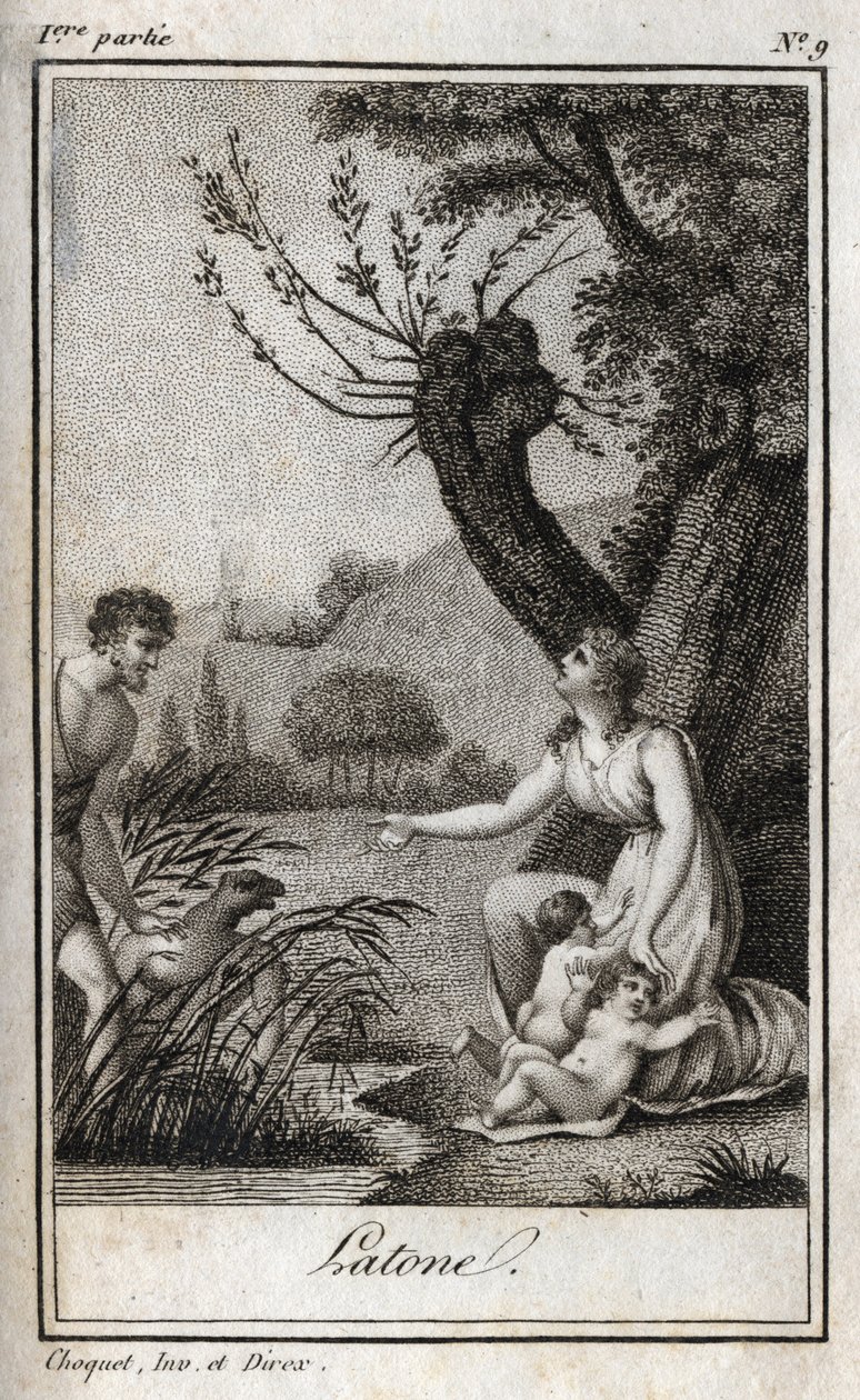 लेटो, लेटोन, लैटोना, चार्ल्स अल्बर्ट डेमोस्टियर (1760-1801) द्वारा "" लेटर्स टू एमिली ऑन माइथोलॉजी "" में 1819 का उत्कीर्णन। निजि संग्रह। द्वारा अनाम अनाम