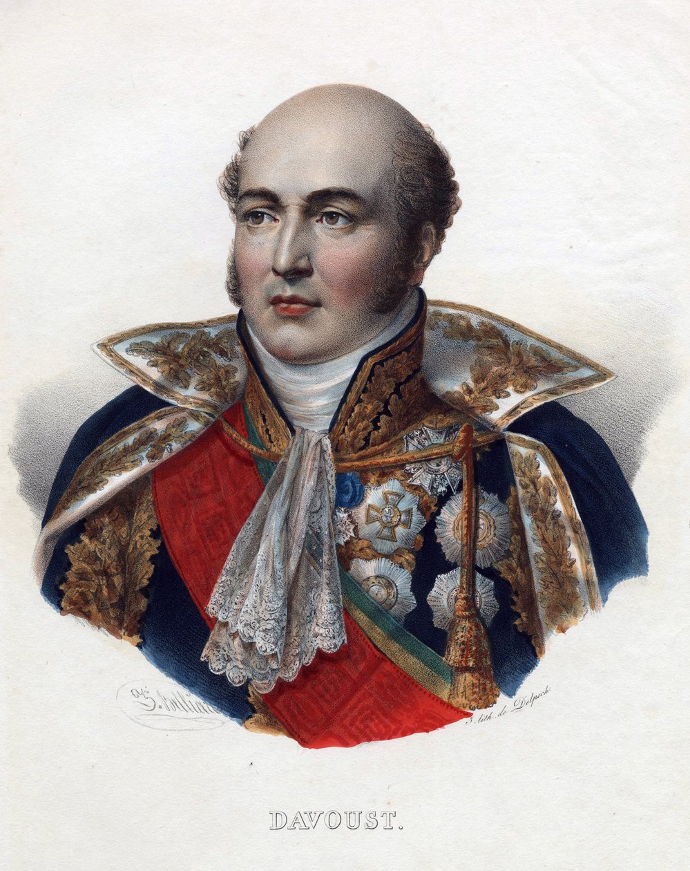 लुई निकोलस (लुई-निकोलस) डावाउट (1770-1823), फ्रांस के मार्शल - बेनामी - 1835 - लिथोग्राफ, वॉटरकलर - 32x24 - निजी संग्रह द्वारा अनाम अनाम