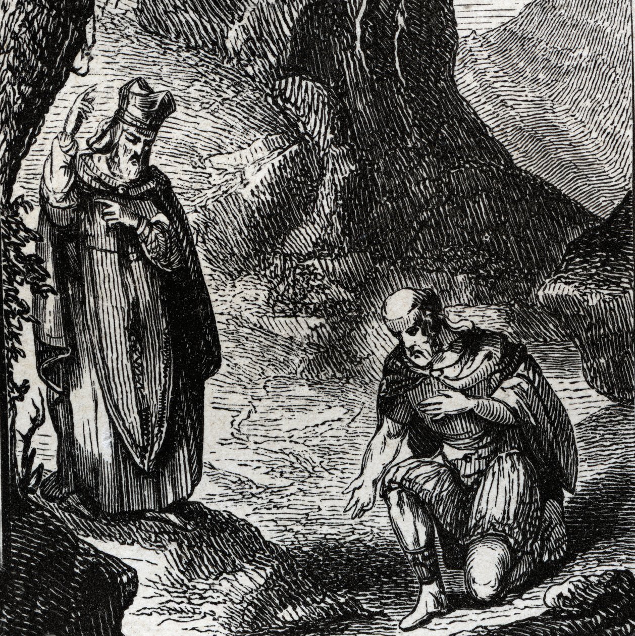 मार्शल डी लिमोगेस या सेंट मार्शल (तीसरी शताब्दी) सेल्टिक लोगों के नेता लेमोविसेस को परिवर्तित करना - 1846 की उत्कीर्णन "" संतों के जीवन "" में। निजि संग्रह। द्वारा अनाम अनाम