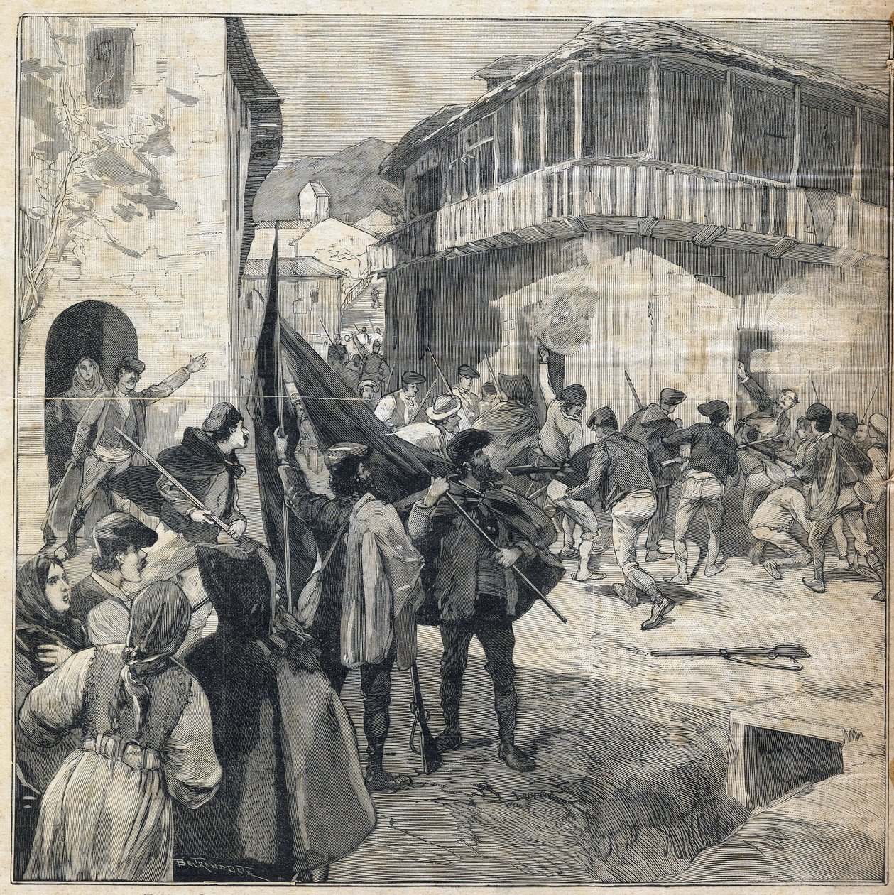 सिसिली में किसानों का विद्रोह। 31/12/1893 को "" ले पेटिट पेरिसियन "" में उत्कीर्णन। द्वारा अनाम अनाम