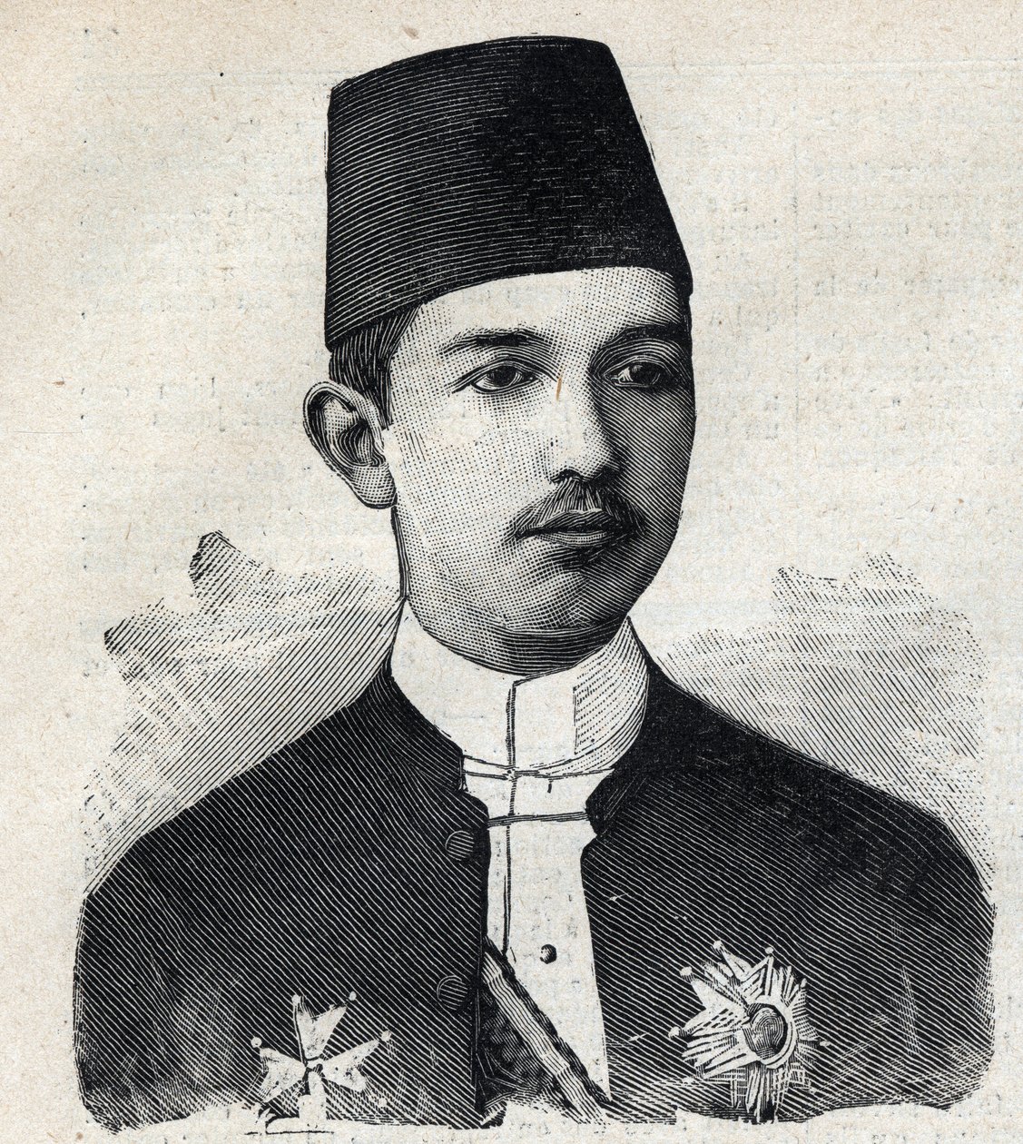 अब्बास द्वितीय पाशा का पोर्ट्रेट (1874-1944), मिस्र के उप राजा। "" ले प्यूट पेरिसियन "" में उत्कीर्णन द्वारा अनाम अनाम