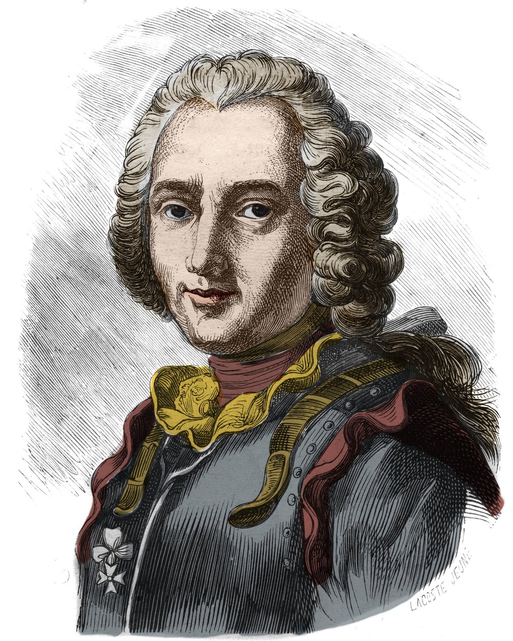 क्लाउड का पोर्ट्रेट, नाइट फ़ोरबिन की गिनती (1656 - 1733) फ्रांसीसी नाविक। 19वीं सदी की नक्काशी। निजि संग्रह। द्वारा अनाम अनाम