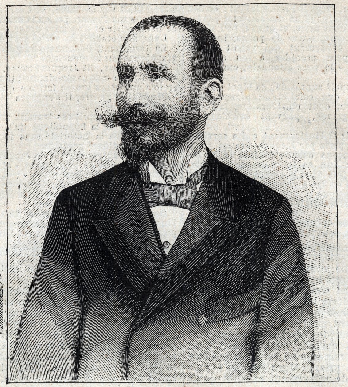 पियरे सेल्स का पोर्ट्रेट (1854? -1921?), एक फ्रांसीसी लेखक। "" ले पेट्रो पेरिसियन "" में उत्कीर्णन द्वारा अनाम अनाम