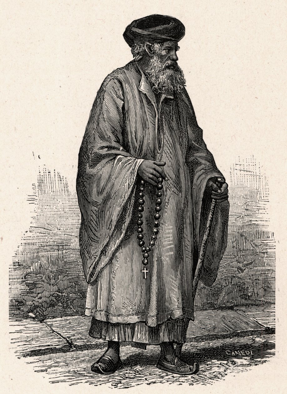 मिस्र में ज़िफ़्टे से कैथोलिक कॉप्टिक का पोर्ट्रेट। लुई-यूजीन (लुई यूजीन) लौवेट द्वारा "द कैथोलिक मिशन्स इन द XIXth सेंचुरी" में उत्कीर्णन। निजि संग्रह। द्वारा अनाम अनाम