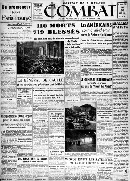 राजधानी को मुक्त करने के लिए पेरिस का विद्रोह - 28/08/1944 के "कॉम्बैट" का शीर्षक, कोल। एमडीजे बर्नार्ड। द्वारा अनाम अनाम