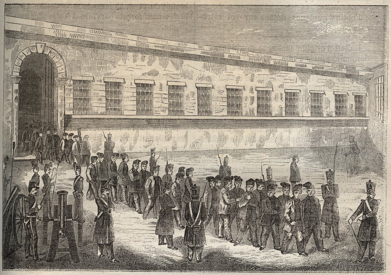 19वीं सदी में रोशफोर्ट का बैगन। पियरे ज़ैकोन (1817-1895) (कोलोनिया पेनेल - दंड कॉलोनी) द्वारा "उनके निर्माण से लेकर आज तक दोषियों का इतिहास" (1877) में उत्कीर्णन। निजि संग्रह। द्वारा अनाम अनाम